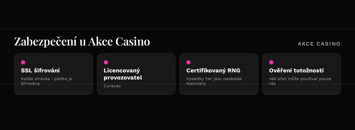 Zkontrolujte zabezpečení Akce Casino.